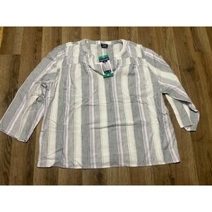 Splendid Shirt, Women's Size XL, Gray White, Striped, V-neck, NWT